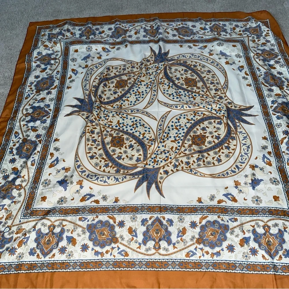 Bursa Vintage Silk Scarf  37” X‎ 37” Multicolored